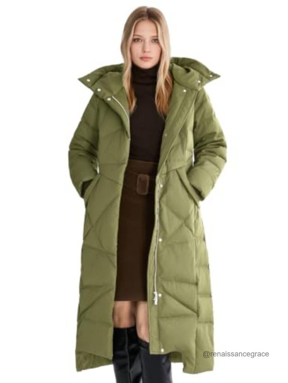 Long Maxi Down Puffer Coat Hooded 700 Fill Power Winter Windproof